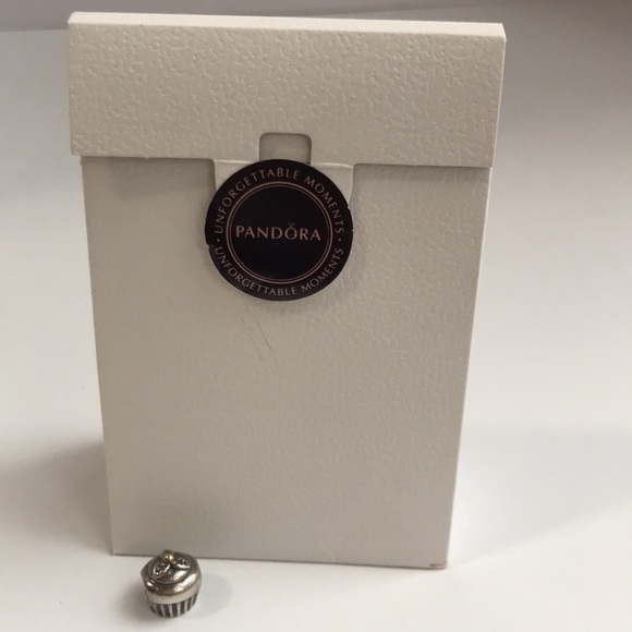 Pandora Retired Cupcake Charm 925 Sterling Silver with 14k Gold Accent 790417 - Picture 4 of 10